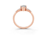 Rose gold Marquise Cut Moissanite Ring with Side Stones and Four-Prong Setting_39