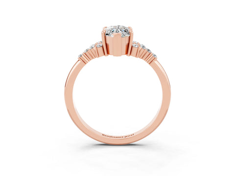 Rose gold Marquise Cut Moissanite Ring with Side Stones and Four-Prong Setting_39