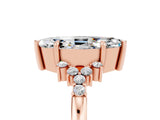 Rose gold Marquise Cut Moissanite Ring with Side Stones and Four-Prong Setting_41