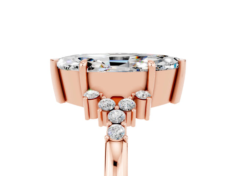 Rose gold Marquise Cut Moissanite Ring with Side Stones and Four-Prong Setting_41