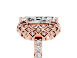 Rose gold Marquise Cut Moissanite Scalloped Halo Engagement Ring with Round Shared Prong Band_17