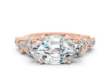 Rose gold Marquise Cut Moissanite Scattered Round Accent Ring with Prong Setting_12
