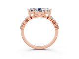 Rose gold Marquise Cut Moissanite Scattered Round Accent Ring with Prong Setting_15