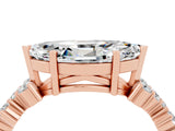 Rose gold Marquise Cut Moissanite Scattered Round Accent Ring with Prong Setting_16