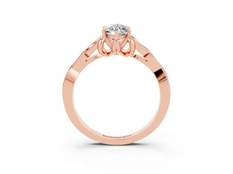 Rose gold Marquise Cut Moissanite Solitaire Celtic Knot Ring with Four-Prong Setting_15