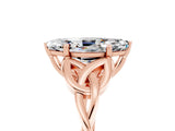 Rose gold Marquise Cut Moissanite Solitaire Celtic Knot Ring with Four-Prong Setting_17
