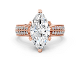 Rose gold Marquise Cut Moissanite   Solitaire Diamond Ring with Milgrain Pavé Band and Four-Prong Setting_34