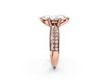 Rose gold Marquise Cut Moissanite   Solitaire Diamond Ring with Milgrain Pavé Band and Four-Prong Setting_36