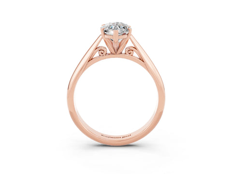Rose gold Marquise Cut Moissanite Solitaire Engagement Ring with Cathedral Setting and Four-Prong Mount_15