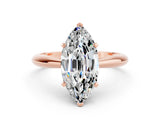 Rose gold Marquise Cut Moissanite Solitaire Engagement Ring with Cathedral Setting and Four-Prong Mount_24