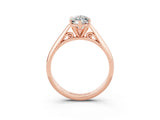 Rose gold Marquise Cut Moissanite Solitaire Engagement Ring with Cathedral Setting and Four-Prong Mount_27