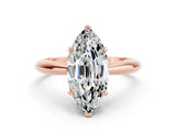 Rose gold Marquise Cut Moissanite Solitaire Engagement Ring with Cathedral Setting and Four-Prong Mount_72