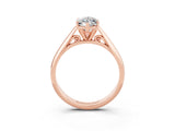 Rose gold Marquise Cut Moissanite Solitaire Engagement Ring with Cathedral Setting and Four-Prong Mount_75