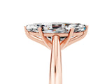 Rose gold Marquise Cut Moissanite Solitaire Engagement Ring with Cathedral Setting and Four-Prong Mount_77