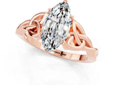 Rose gold Marquise Cut Moissanite Solitaire Engagement Ring with Celtic Knot Band and Four-Prong Setting_1