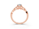 Rose gold Marquise Cut Moissanite Solitaire Engagement Ring with Celtic Knot Band and Four-Prong Setting_3