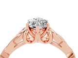 Rose gold Marquise Cut Moissanite Solitaire Engagement Ring with Celtic Knot Band and Four-Prong Setting_4