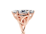 Rose gold Marquise Cut Moissanite Solitaire Engagement Ring with Celtic Knot Band and Four-Prong Setting_5