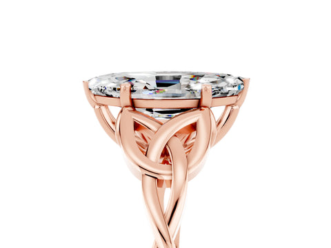Rose gold Marquise Cut Moissanite Solitaire Engagement Ring with Celtic Knot Band and Four-Prong Setting_5