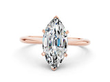 Rose gold Marquise Cut Moissanite Solitaire Engagement Ring with Classic Band and Four-Prong Setting_24