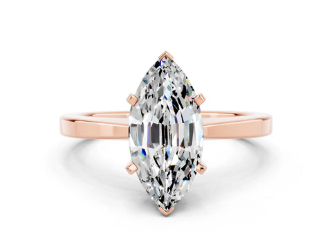 Rose gold Marquise Cut Moissanite Solitaire Engagement Ring with Classic Band and Four-Prong Setting_43