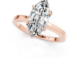 Rose gold Marquise Cut Moissanite Solitaire Engagement Ring with Classic Band and Four-Prong Setting_44