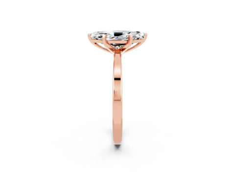 Rose gold Marquise Cut Moissanite Solitaire Engagement Ring with Classic Band and Four-Prong Setting_45