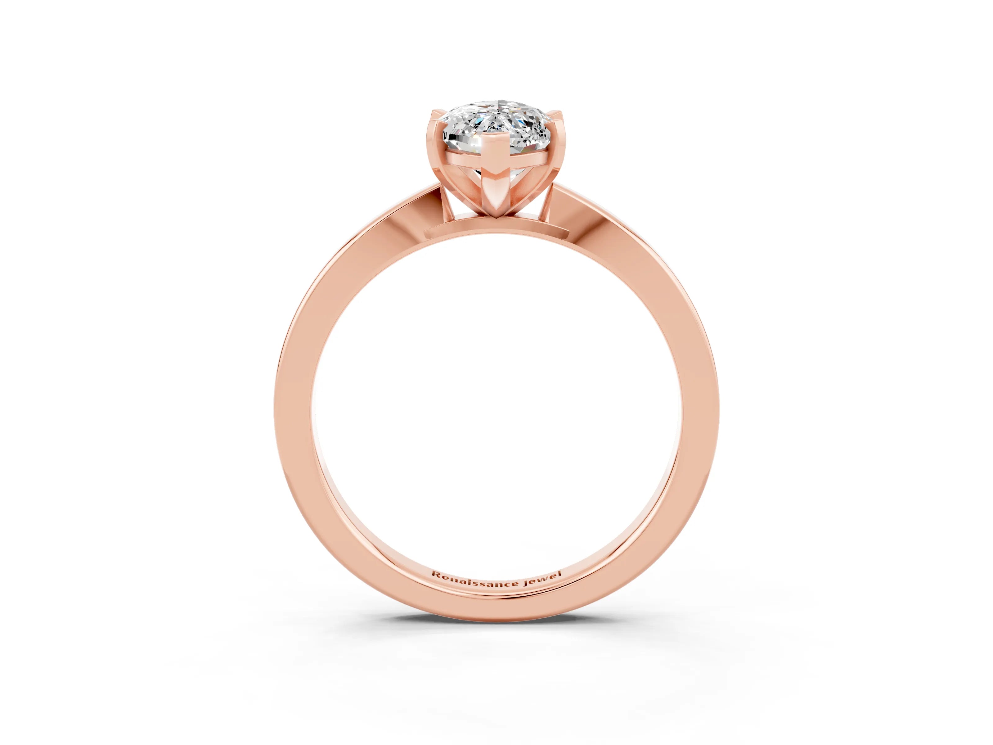 Rose gold Marquise Cut Moissanite Solitaire Engagement Ring with Classic Band and Four-Prong Setting_46