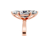 Rose gold Marquise Cut Moissanite Solitaire Engagement Ring with Classic Band and Four-Prong Setting_48