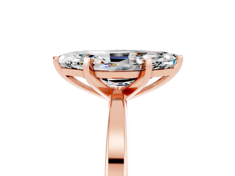 Rose gold Marquise Cut Moissanite Solitaire Engagement Ring with Classic Band and Four-Prong Setting_48