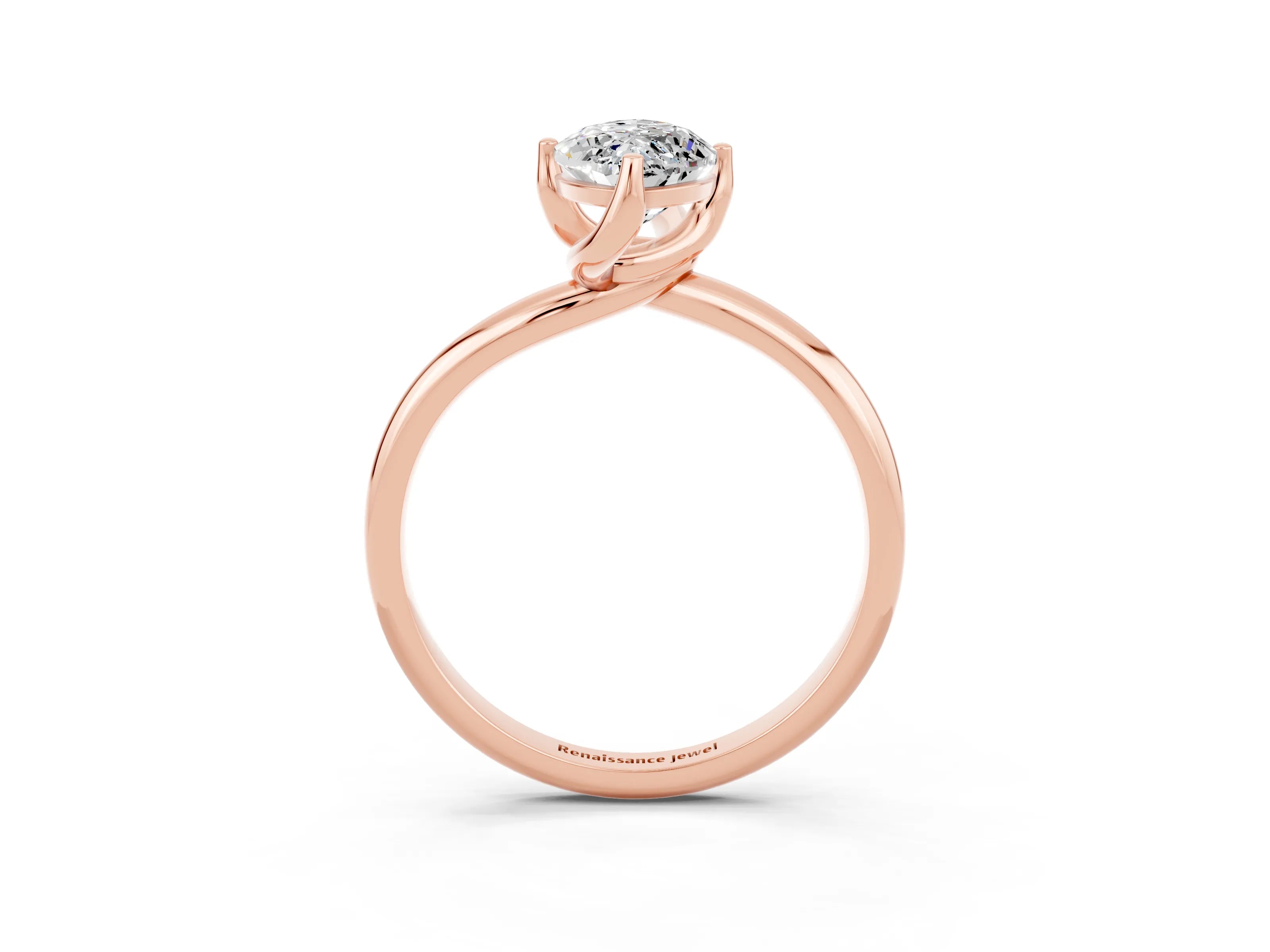 Rose gold Marquise Cut Moissanite Solitaire Engagement Ring with Four-Prong Setting and Classic Band_15