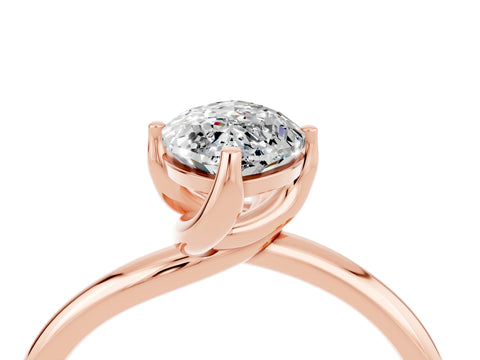 Rose gold Marquise Cut Moissanite Solitaire Engagement Ring with Four-Prong Setting and Classic Band_16