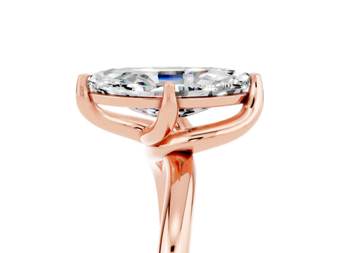 Rose gold Marquise Cut Moissanite Solitaire Engagement Ring with Four-Prong Setting and Classic Band_17