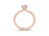 Rose gold Marquise Cut Moissanite Solitaire Engagement Ring with Pavé Band and Four-Prong Setting_3