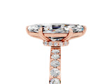 Rose gold Marquise Cut Moissanite Solitaire Engagement Ring with Pavé Band and Four-Prong Setting_5