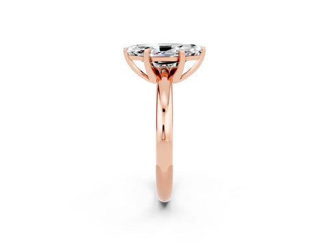 Rose gold Marquise Cut Moissanite Solitaire Engagement Ring with Round Band and Four-Prong Setting_2