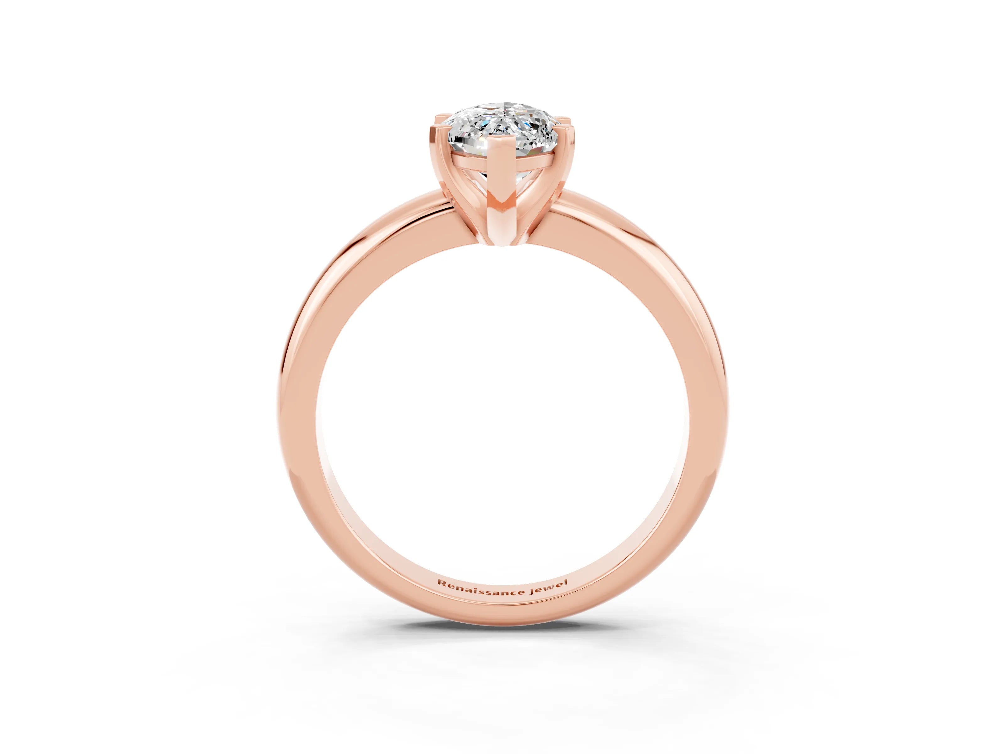 Rose gold Marquise Cut Moissanite Solitaire Engagement Ring with Round Band and Four-Prong Setting_3