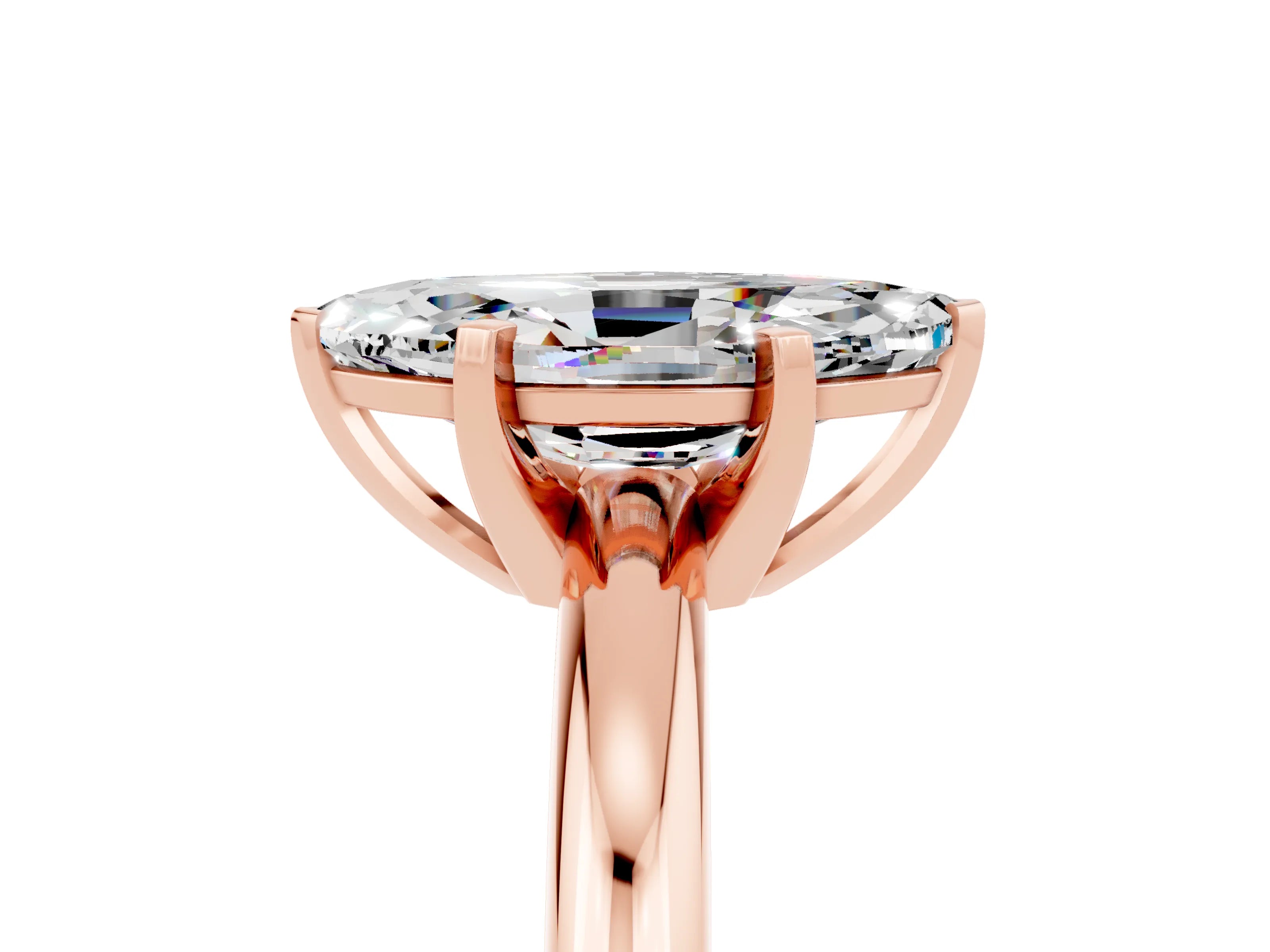 Rose gold Marquise Cut Moissanite Solitaire Engagement Ring with Round Band and Four-Prong Setting_5