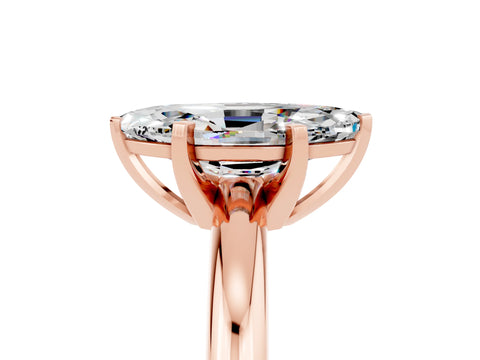 Rose gold Marquise Cut Moissanite Solitaire Engagement Ring with Round Band and Four-Prong Setting_5