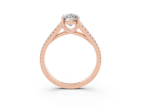 Rose gold Marquise Cut Moissanite Solitaire Engagement Ring with Split Shank Pavé Band_3