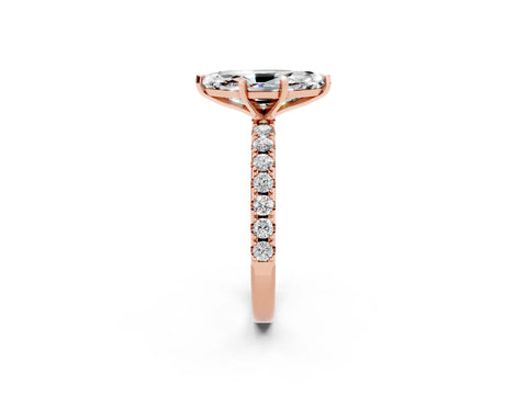 Rose gold Marquise Cut Moissanite Solitaire Pavé Band with Four-Prong Setting_2