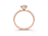 Rose gold Marquise Cut Moissanite Solitaire Pavé Band with Four-Prong Setting_3