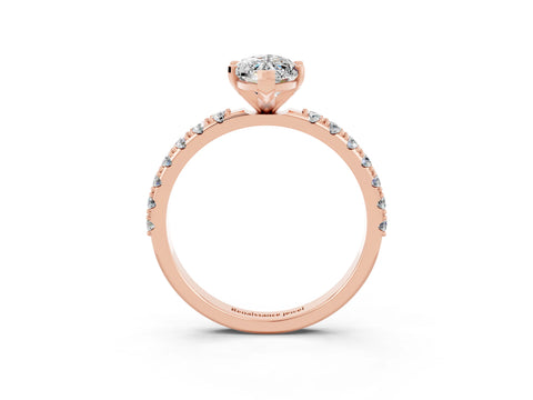 Rose gold Marquise Cut Moissanite Solitaire Pavé Band with Four-Prong Setting_3