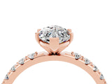 Rose gold Marquise Cut Moissanite Solitaire Pavé Band with Four-Prong Setting_4