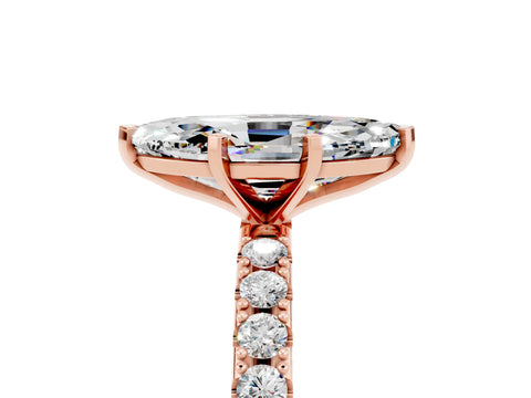 Rose gold Marquise Cut Moissanite Solitaire Pavé Band with Four-Prong Setting_5