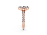 Rose gold Marquise Cut Moissanite Solitaire Pavé Engagement Ring with Round Band and Prong Setting_14