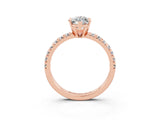 Rose gold Marquise Cut Moissanite Solitaire Pavé Engagement Ring with Round Band and Prong Setting_15