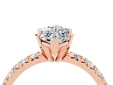 Rose gold Marquise Cut Moissanite Solitaire Pavé Engagement Ring with Round Band and Prong Setting_16
