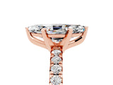 Rose gold Marquise Cut Moissanite Solitaire Pavé Engagement Ring with Round Band and Prong Setting_17