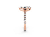 Rose gold Marquise Cut Moissanite Solitaire Pavé Engagement Ring with Round Band and Prong Setting_68